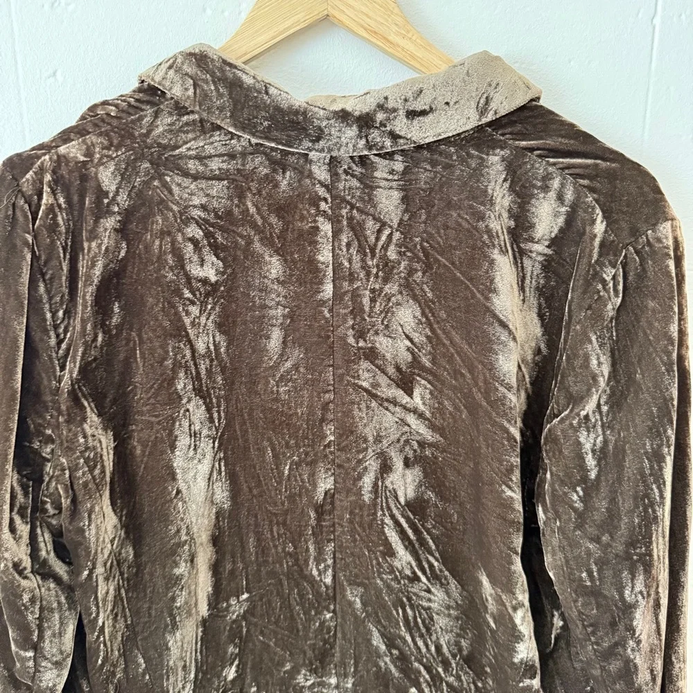 Anthropologie Cartonnier | Crushed Velvet Olive Green Blazer | Size 10 - Picture 6 of 7